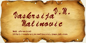 Vaskrsija Malinović vizit kartica